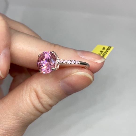 Simulated Pink & Light Pink Diamond’s Sterling Silver New Ring J-35 - Picture 5 of 9